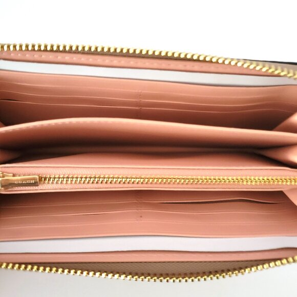 Coach CAR06 Long Zip Around Wallet Floral Print Clutch Wristlet Sand - Picture 6 of 6